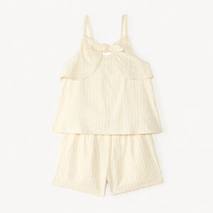 Conjunto de 2 piezas de tela: túnica + pantalones cortos a rayas para niña. 