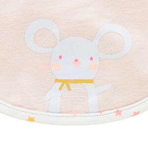 Conjunto de nacimiento con pelele rosa, body estampado y babero 