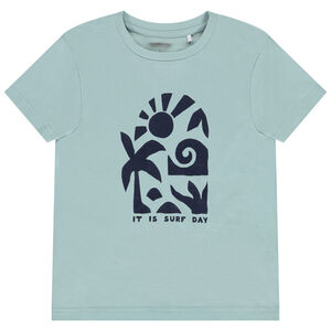 Camiseta de manga corta unicolor con estampado fantasía para niño 