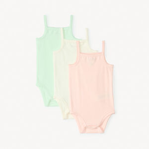 Lote de 3 bodies de tirantes finos lisos para niña bebé 
