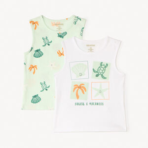 Lote de 2 camisetas sin mangas con diseño para bebé niño 