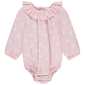 Pelele de manga larga estampado margaritas para bebé niña  Main Pelele de manga larga estampado margaritas para bebé niña