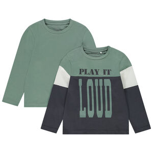 Pack de 2 camisetas de manga larga con estampado divertido para niño 