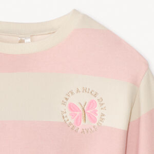 Sudadera de felpa de rayas oversize y bordada niña. 