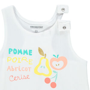 Conjunto camiseta sin mangas estampado frutas y pantalón corto estampado peras 