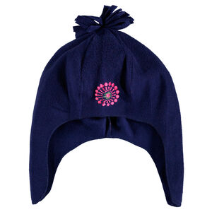 Gorro con orejeras de micropolar con bordado y pompón 
