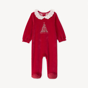 Dors-bien en velours rouge à motif Noël pour bébé fille 