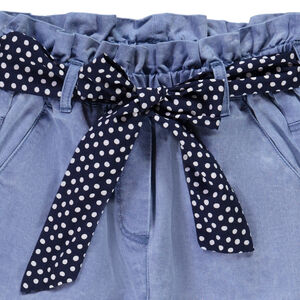 Pantalón paper bag con cinturón de fantasía para niñas 