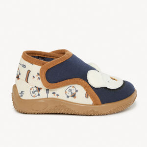 Pantuflas de bota con parche bordado de oso y orejas en relieve para niño 