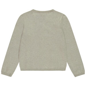 Chaqueta de punto lisa con botones con purpurina para niña 