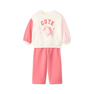 Conjunto sudadera y pantalón jogging con estampado de unicornio para bebé niña 