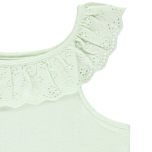 Camiseta sin mangas con volante en brodería inglesa para niña  Main Camiseta sin mangas con volante en brodería inglesa para niña