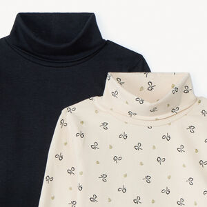 Lote de 2 camisetas interiores de cuello alto para niña 