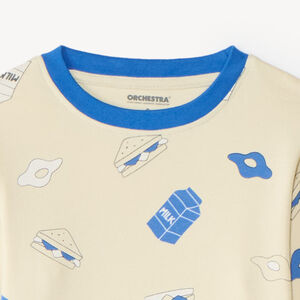 Pijama de 2 piezas para niño con estampado de desayuno 
