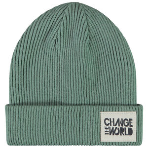 Gorro de punto liso con parche estampado para niño 