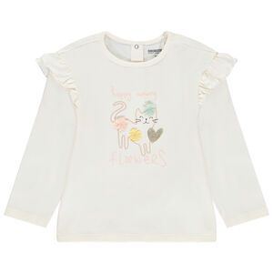 Camiseta de manga larga con estampado de gato para bebé niña 