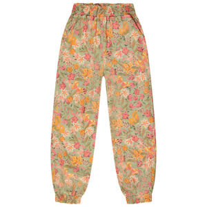 Pantalón fluido con smocks estampado floral para niña 