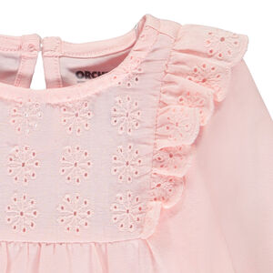 Camiseta de manga larga con plastrón bordado para bebé niña  Main Camiseta de manga larga con plastrón bordado para bebé niña