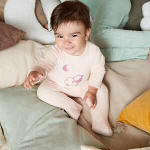 Dors-bien uni en velours à motif fantaisie pour bébé fille 