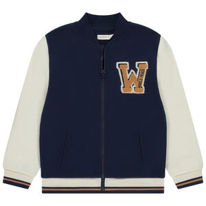 Chaleco de felpa estilo bomber con parche bordado para niño 