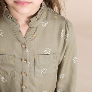 Vestido de manga larga estampado con cuello mao para niña 