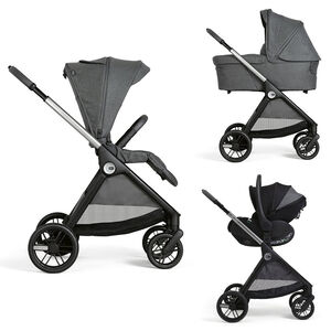 Carrito trio Bellagio con capazo Flexi y First seat Recline Black satin 