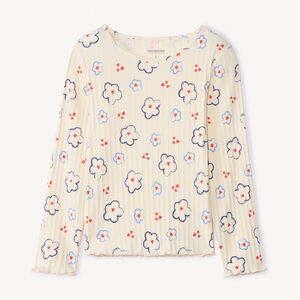 Camiseta de manga larga con estampado de flores planas para niña  Main Camiseta de manga larga con estampado de flores planas para niña