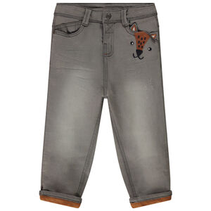 Jean doublé avec broderie renard pour bébé garçon 