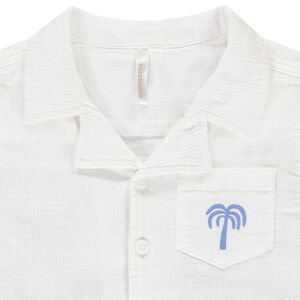 Camisa de manga corta estampada con cuello cubano para bebé niño  Main Camisa de manga corta estampada con cuello cubano para bebé niño