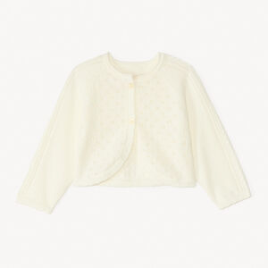 Cárdigan estilo bolero de punto calado para niña bebé 