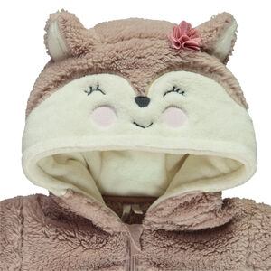 Pelele divertido de sherpa con diseño de zorra para bebé niña 