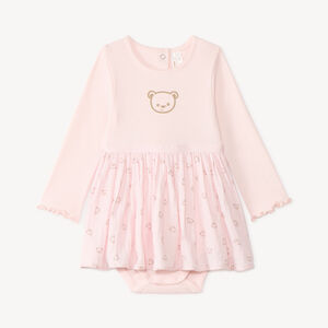 Ropa de niña bebé de manga larga efecto 2 en 1 con body integrado 
