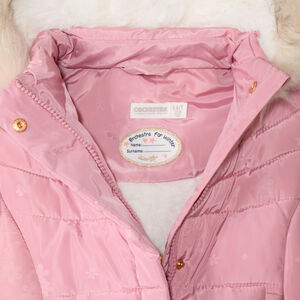 Anorak largo en tejido estampado con capucha para bebé niña 