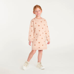 Vestido de sudadera para niña con estampado de corazón 