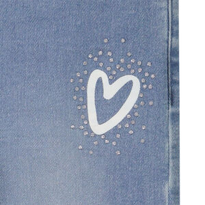 Jean slim de denim efecto patchwork con strass niña 