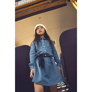 Vestido camisa con cinturón estrellado niña 
