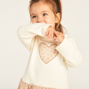 Vestido bicolor con efecto 2 en 1 con puntos niña bebé 