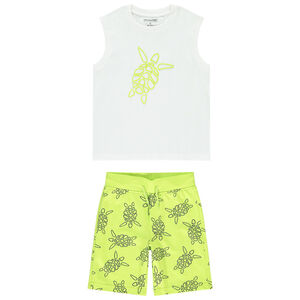 Conjunto de 2 piezas con estampado de tortugas y camiseta sin mangas para niño 