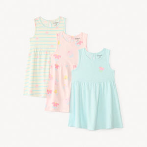Conjunto de 3 vestidos sin mangas con estampado floral para niña bebé. 