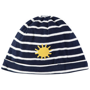 Gorro de jersey a rayas con estampado de sol 