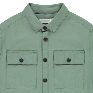 Camisa de manga larga lisa en tela con bolsillos para niño 