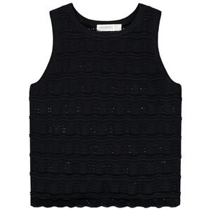 Camiseta sin mangas en punto calado para niña 