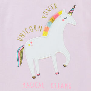 Pijama de jersey con estampado de unicornio niña 