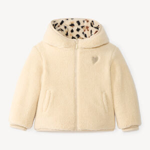 Chaqueta reversible de sherpa para niña con estampado de leopardo 