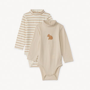 Lot de 2 bodies manches longues à col roulé pour bébé  Main Lot de 2 bodies manches longues à col roulé pour bébé