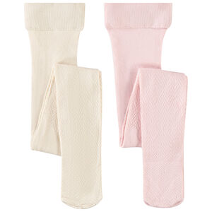 Pack de 2 leotardos finos en punto fantasía para bebé niña  Main Pack de 2 leotardos finos en punto fantasía para bebé niña