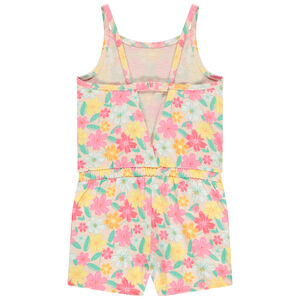 Mono corto de jersey slub con estampado floral niña 