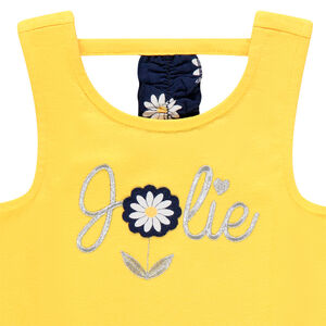 Conjunto algodón orgánico camiseta sin mangas y short estampado margaritas all-over 