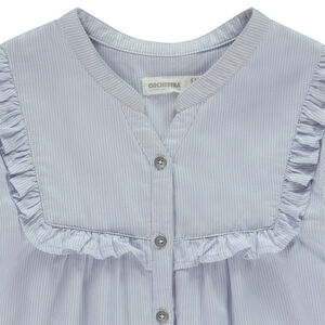 Camisa de manga larga de tela con volantes para niña 