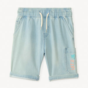 Bermuda efecto vaquero con bolsillo estampado para niño 